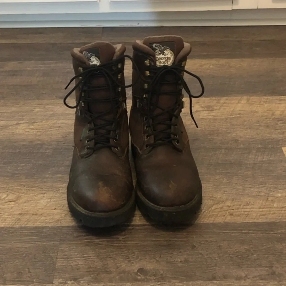 Mens GEORGIA BOOT 8” Homeland G108 Waterproof Soft Toe Work Boots 12W- Brown GUC